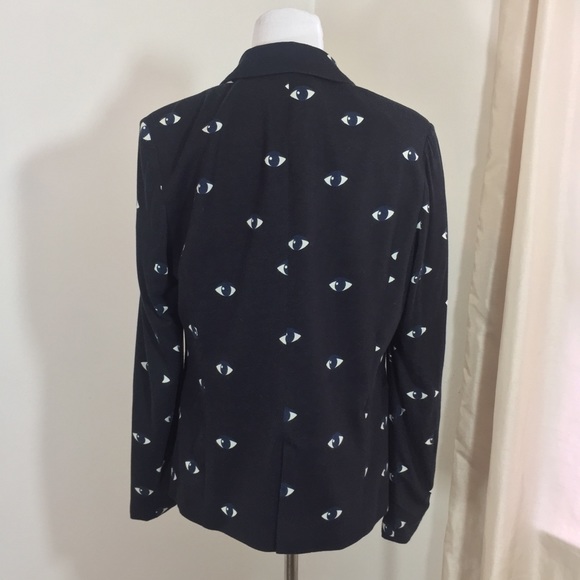 👁Anthropologie Navy Blue Eye Jacket - Picture 2 of 5